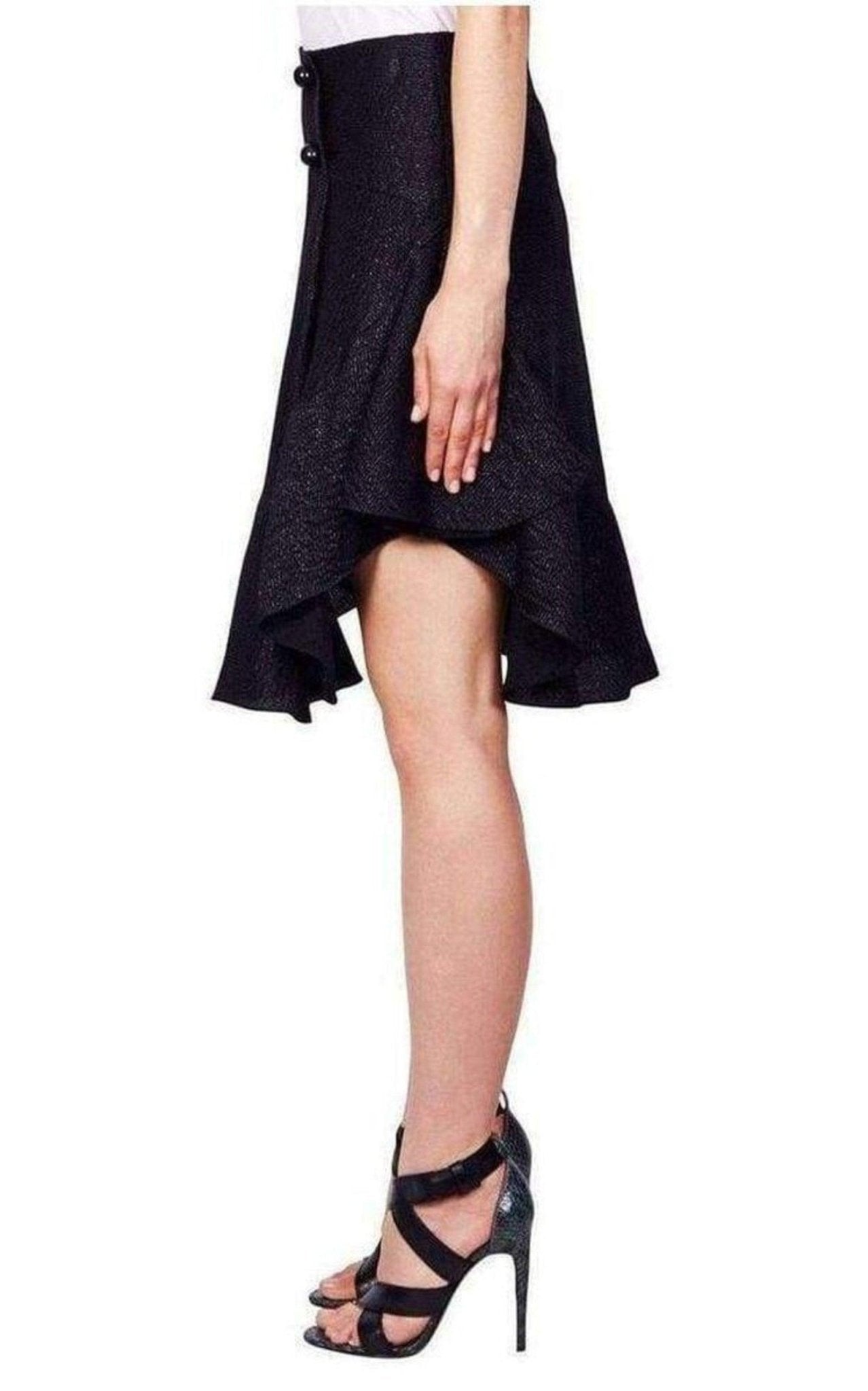 Chloe Wavy Shiny Black Jacquard Skirt - Runway Catalog
