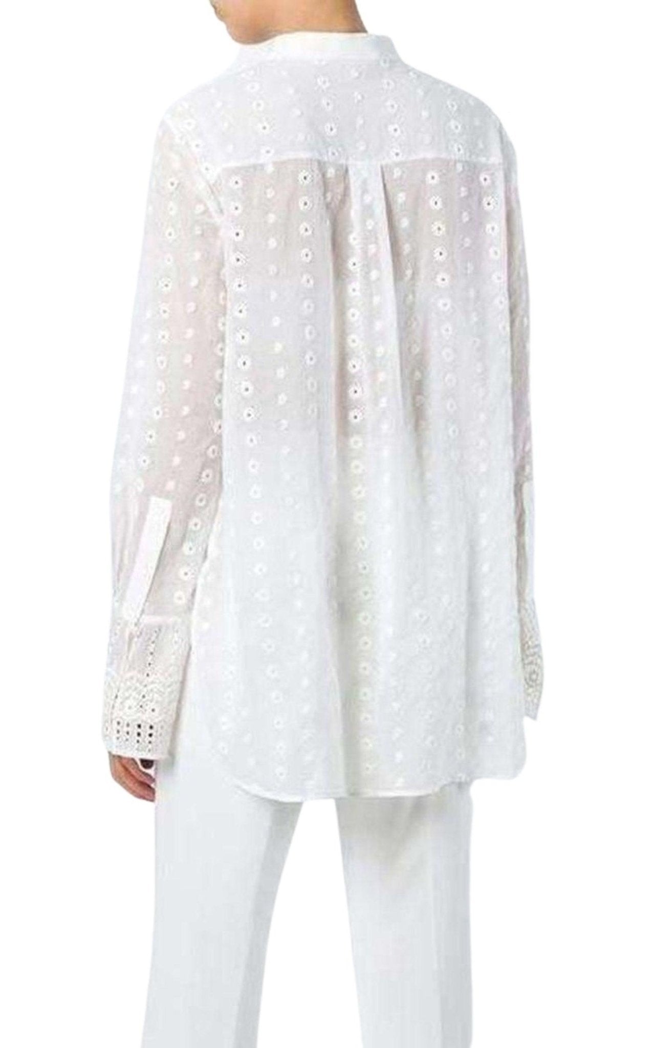 Chloe White Cotton Embroidered Shirt - Runway Catalog