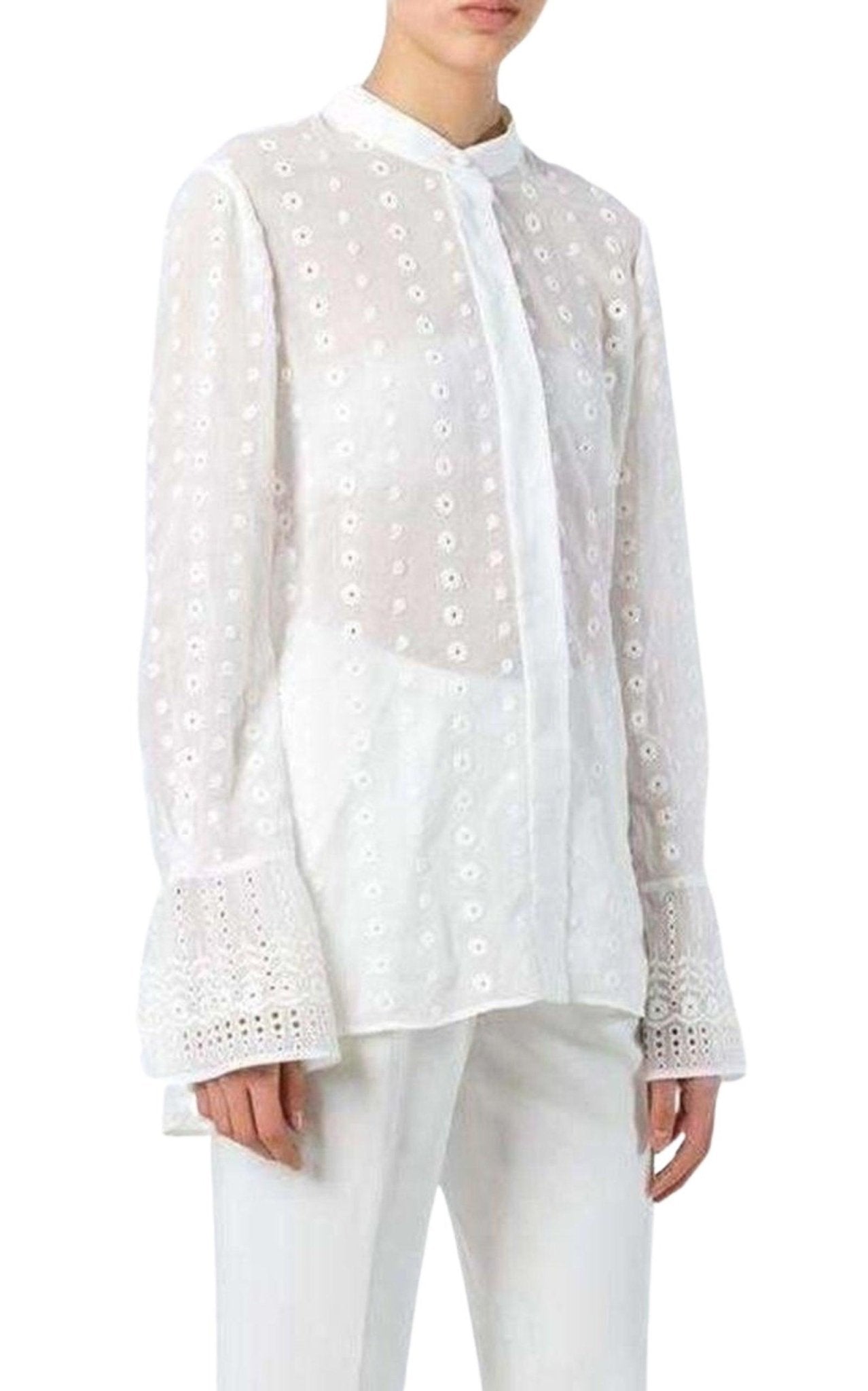 Chloe White Cotton Embroidered Shirt - Runway Catalog
