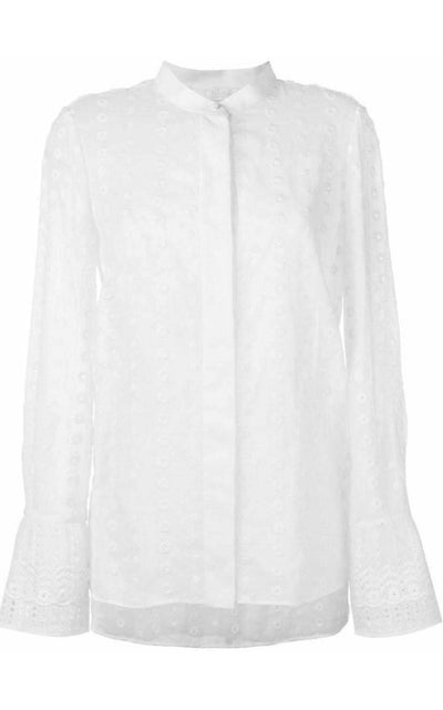 Chloe White Cotton Embroidered Shirt - Runway Catalog