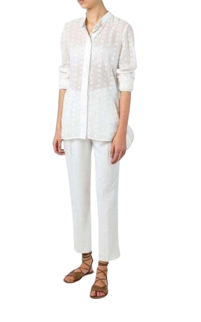 Chloe White Cotton Embroidered Shirt - Runway Catalog
