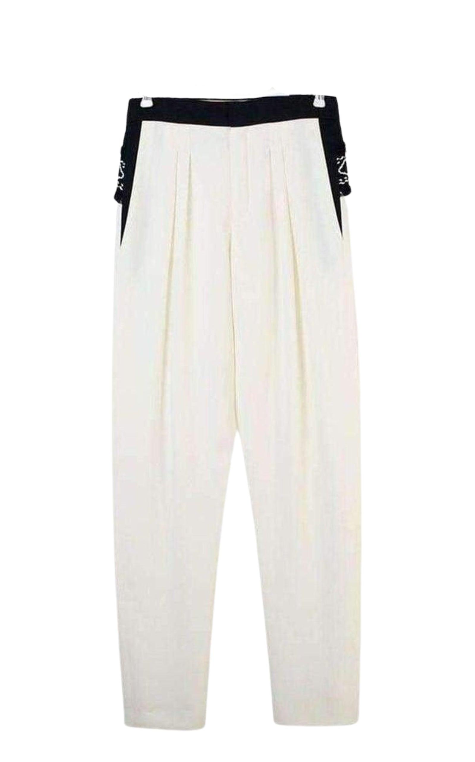 White Embroidered Cotton Pants Chloe