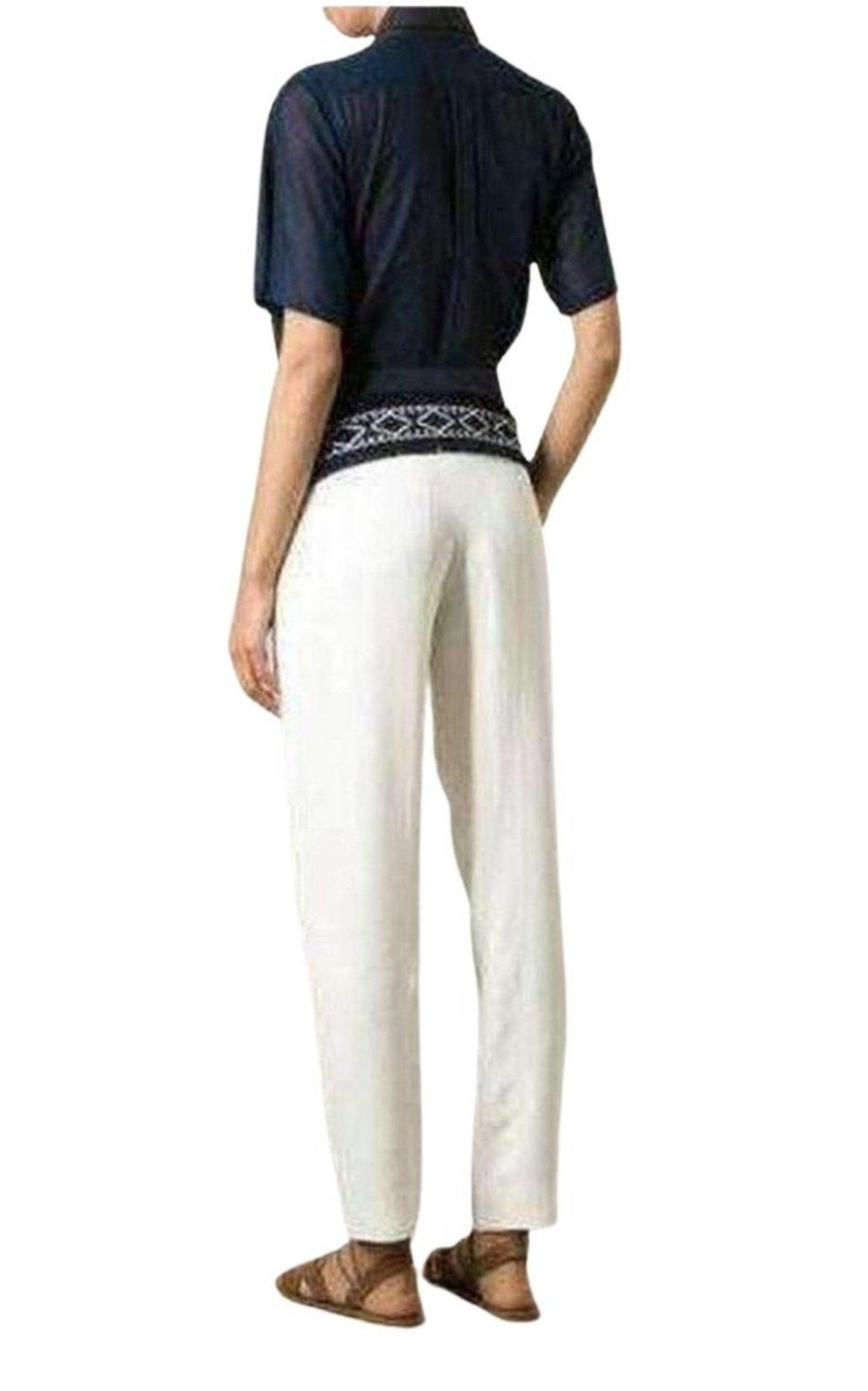 Chloe White Embroidered Cotton Pants - Runway Catalog
