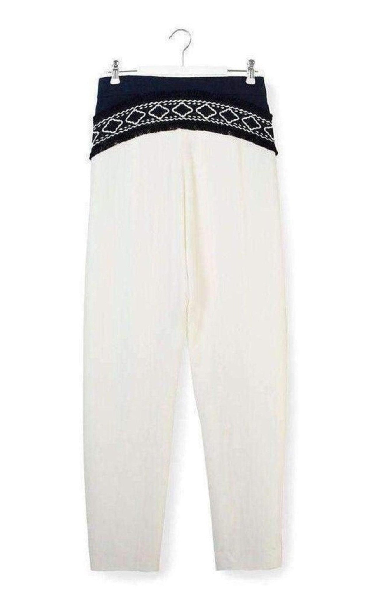 Chloe White Embroidered Cotton Pants - Runway Catalog