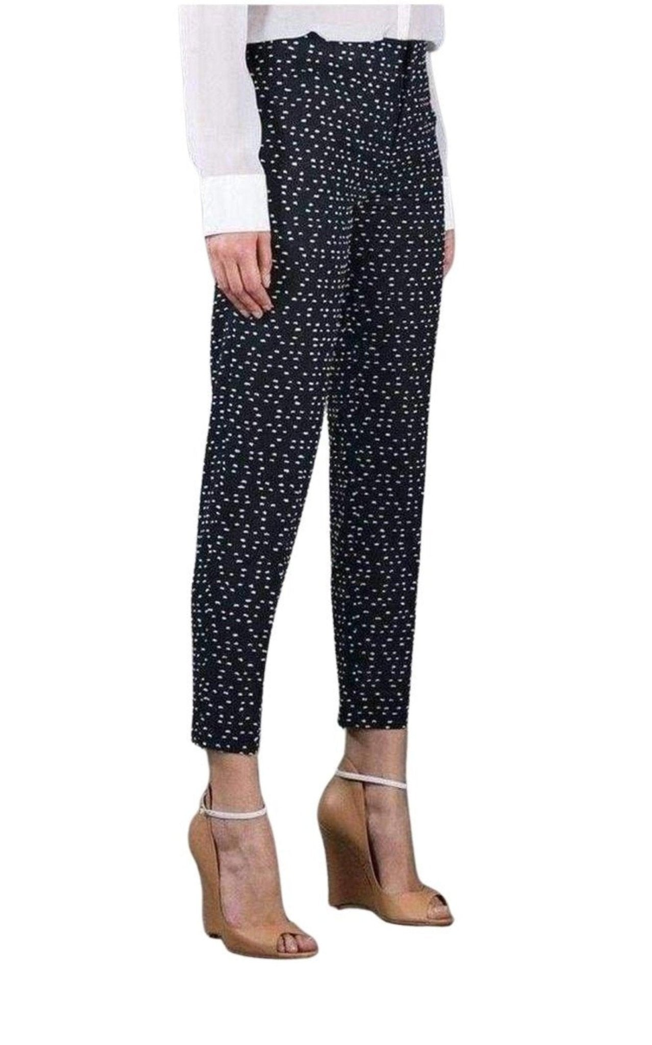 Chloe Wool Blend Pattern Trousers - Runway Catalog