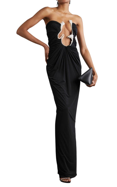 Christopher Esber Strapless Cutout Embellished Stretch-jersey Maxi Dress