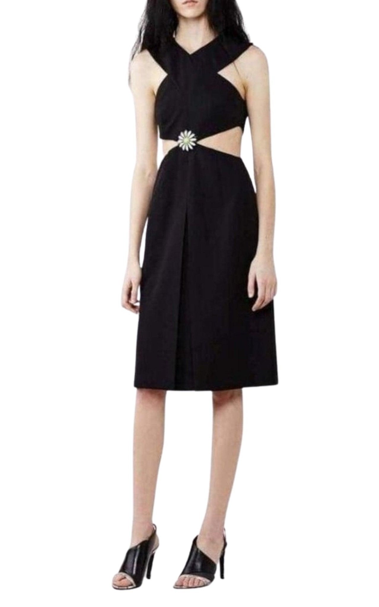 Christopher Kane Black Daisy Cut - Away V - Neck Dress - Runway Catalog