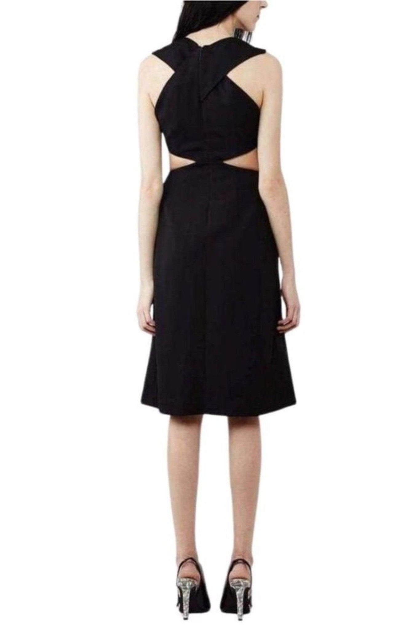 Christopher Kane Black Daisy Cut - Away V - Neck Dress - Runway Catalog