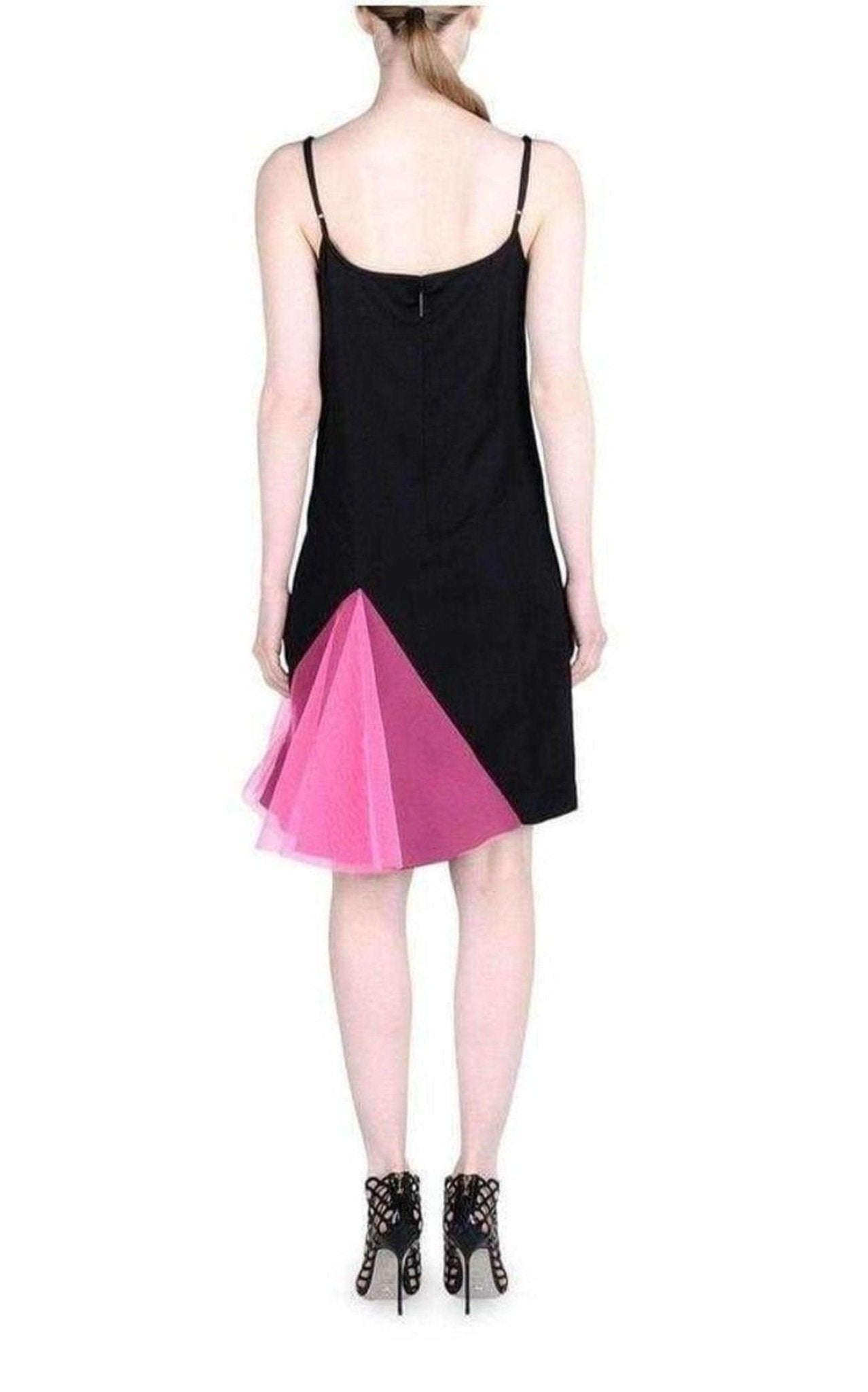 Christopher Kane Black Strappy Dress With Neon Pink Godets - Runway Catalog
