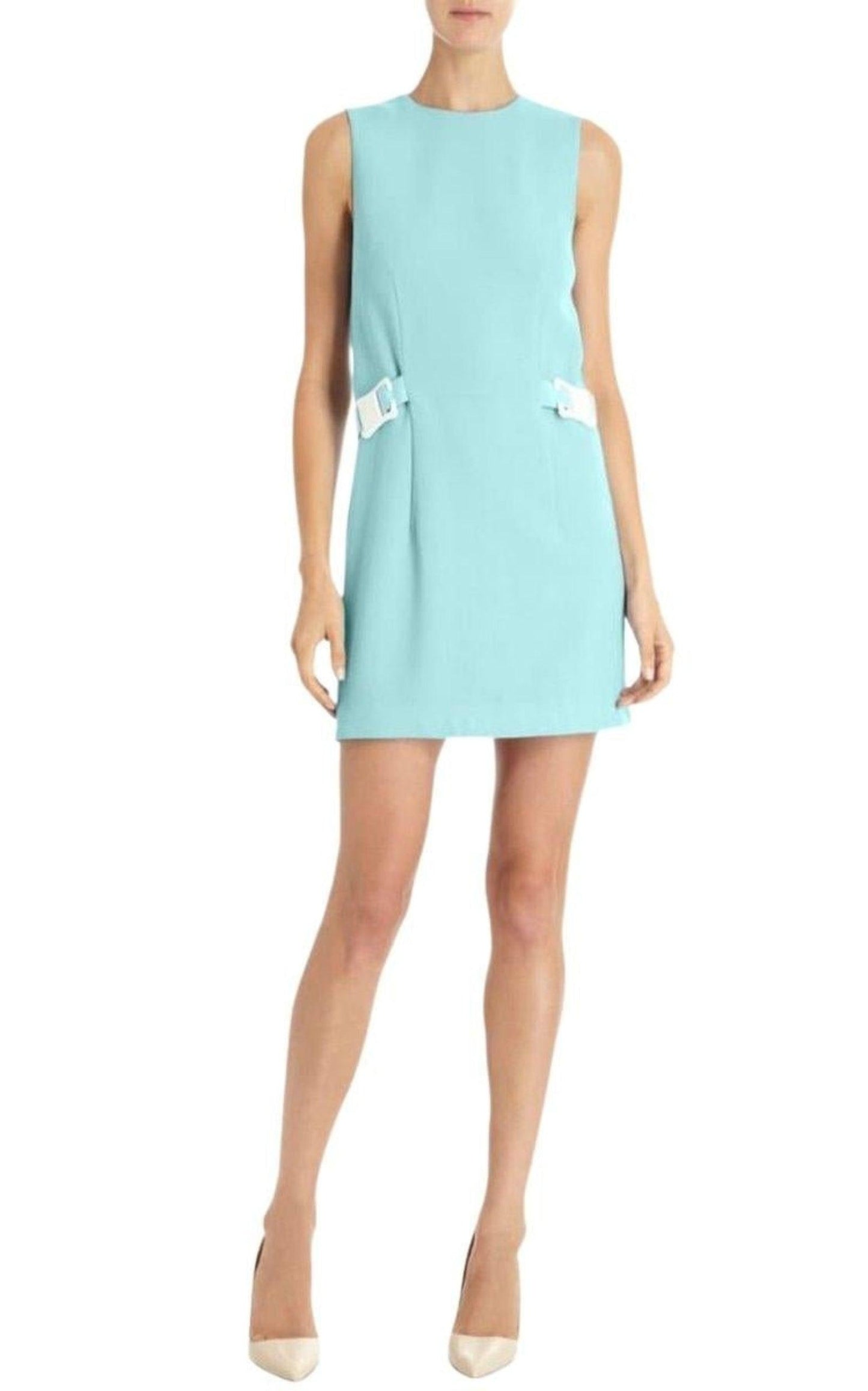 Double Safety Belt Wool Green Mint Dress Christopher Kane