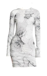 Grid Floral Bodycon Dress Christopher Kane