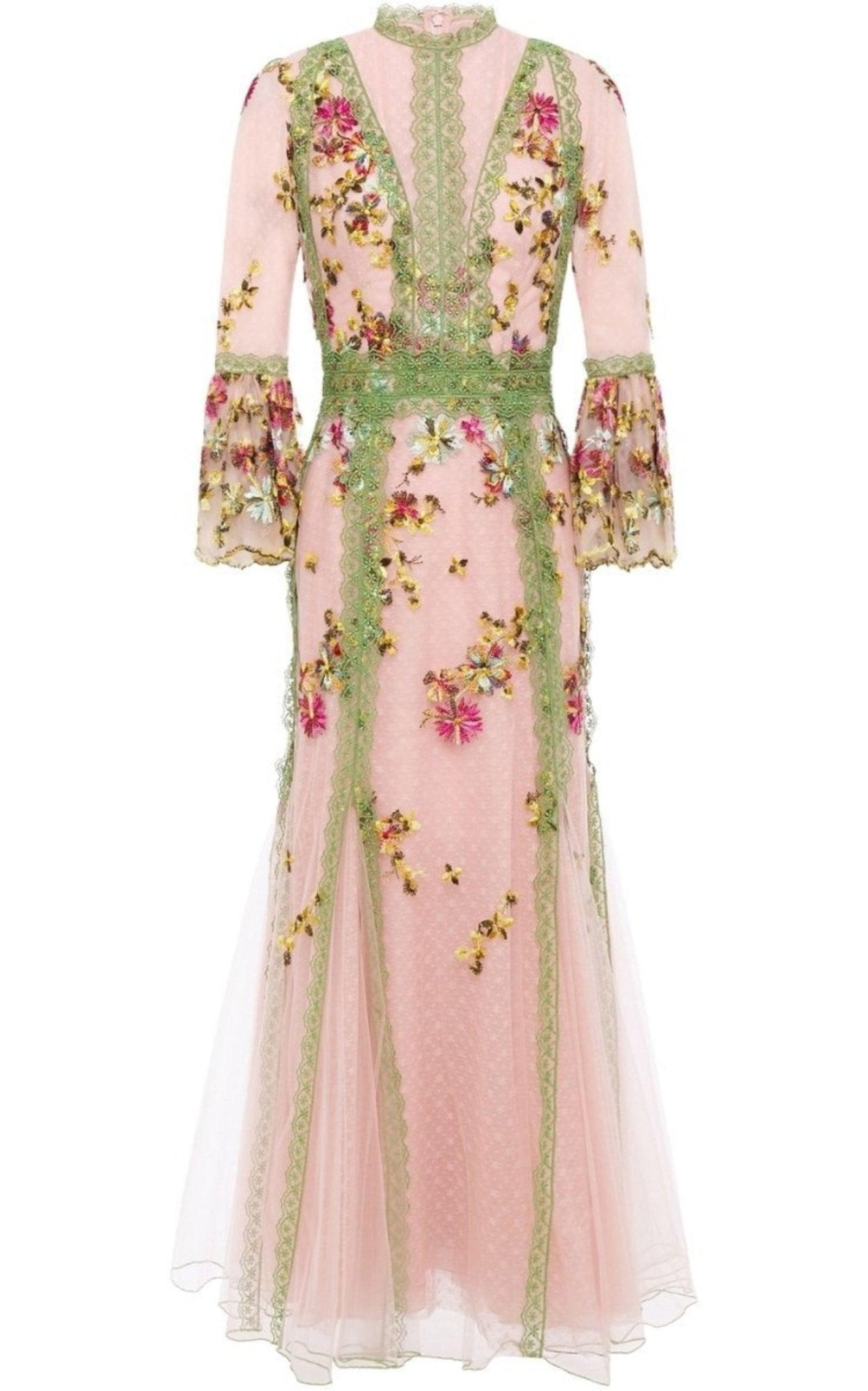 Costarellos Lace - trimmed Embroidered Tulle Gown - Runway Catalog