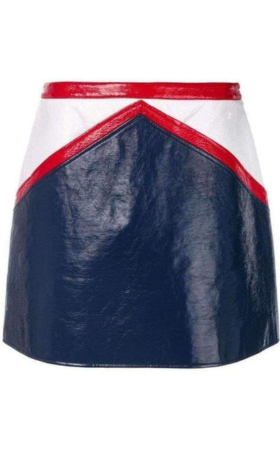 Courreges Blue and White Vinyl Mini Skirt - Runway Catalog