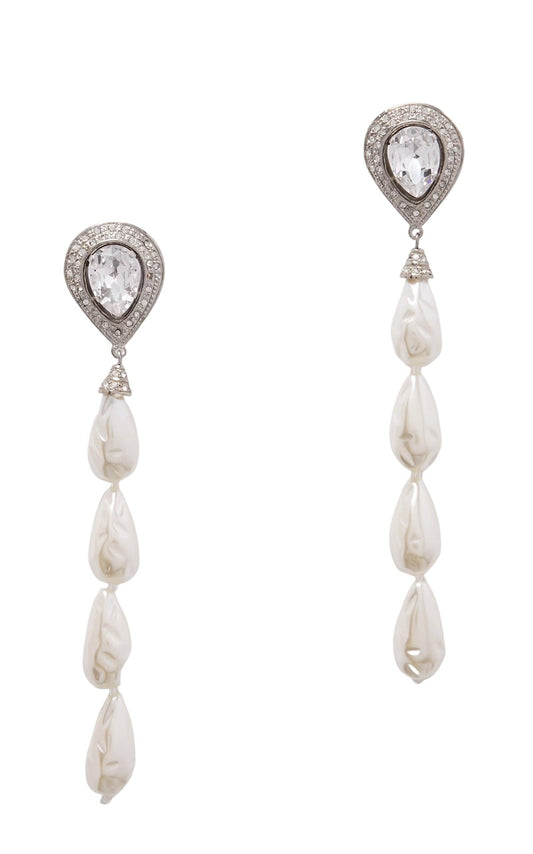 Crystal-embellished Pearl Clip-on Earrings