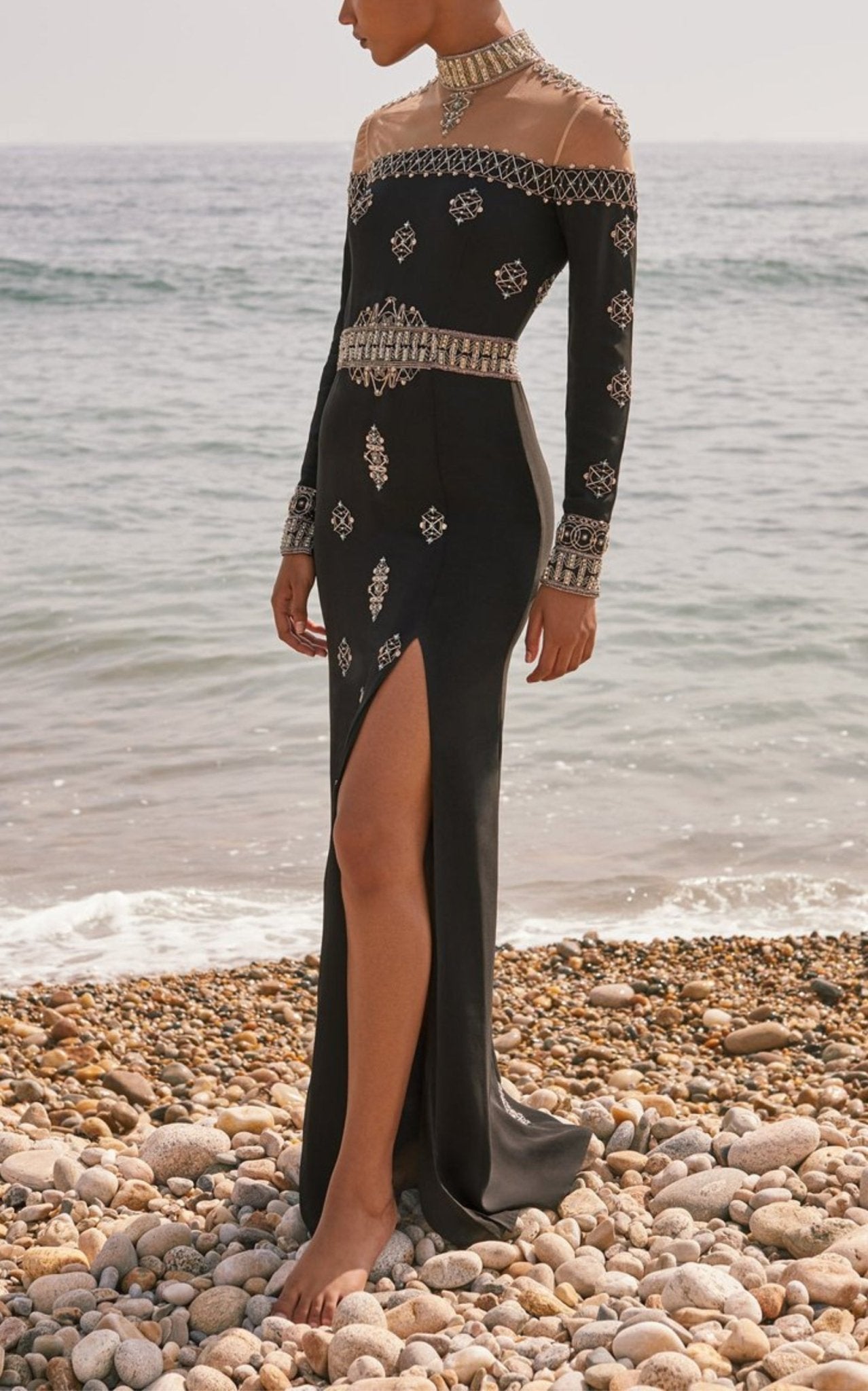 Cucculelli Shaheen Black Beaded Silk Dress - Runway Catalog