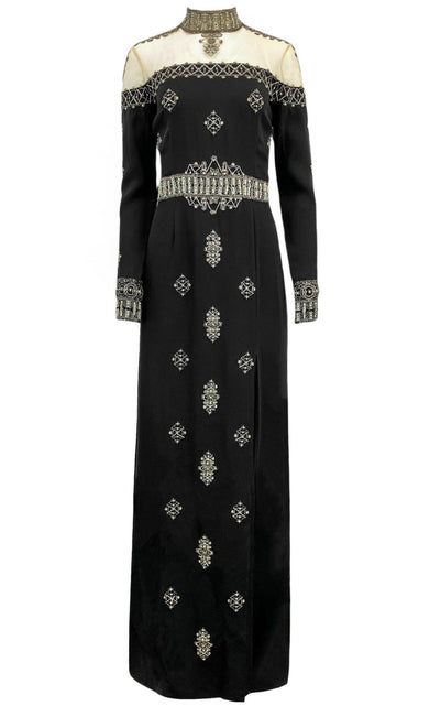 Cucculelli Shaheen Black Beaded Silk Dress - Runway Catalog