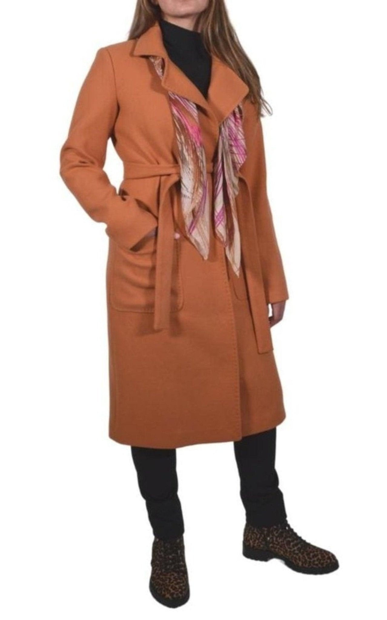 Cult Moda Belted Wool Blend Long Coat - Runway Catalog