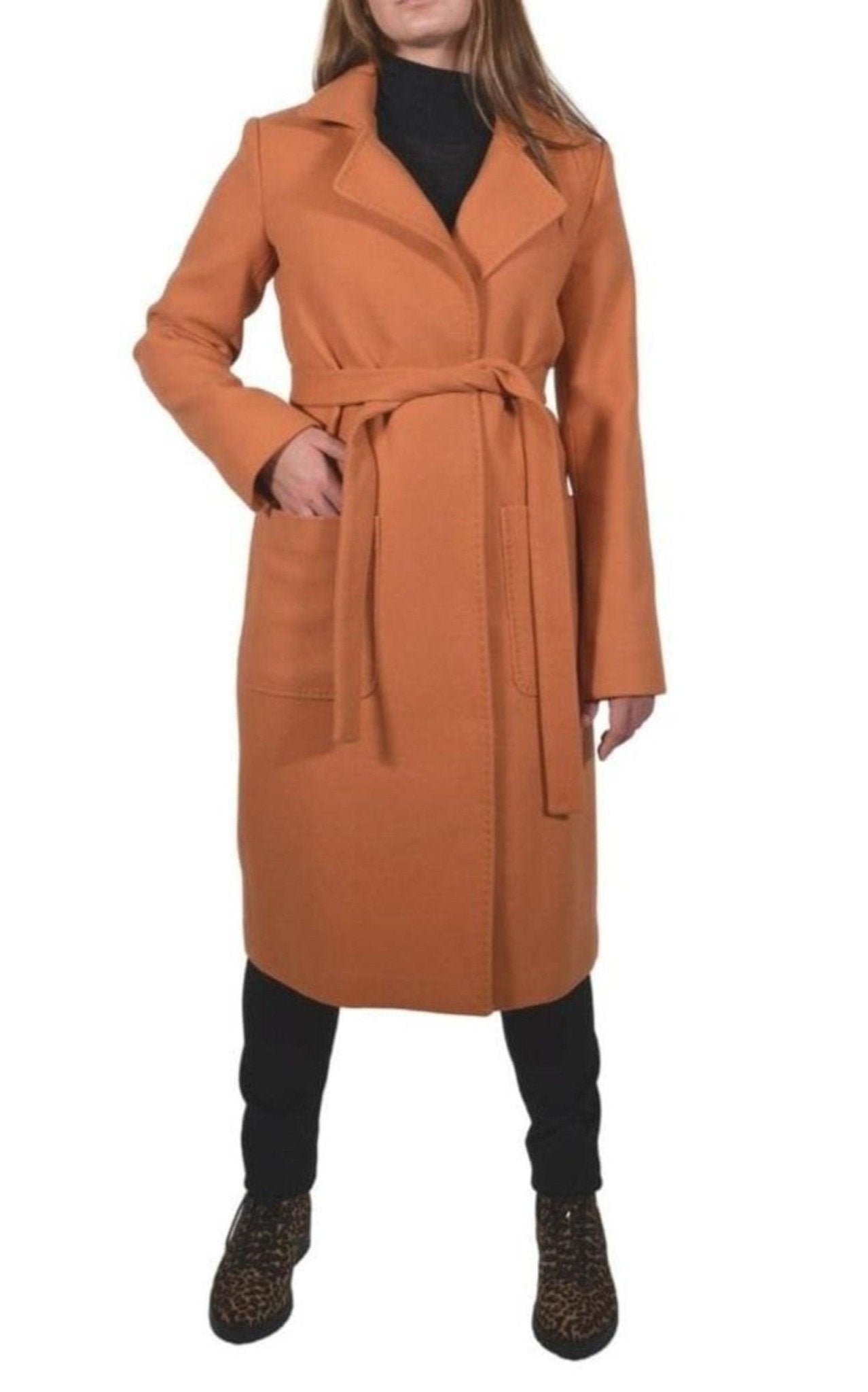 Cult Moda Belted Wool Blend Long Coat - Runway Catalog