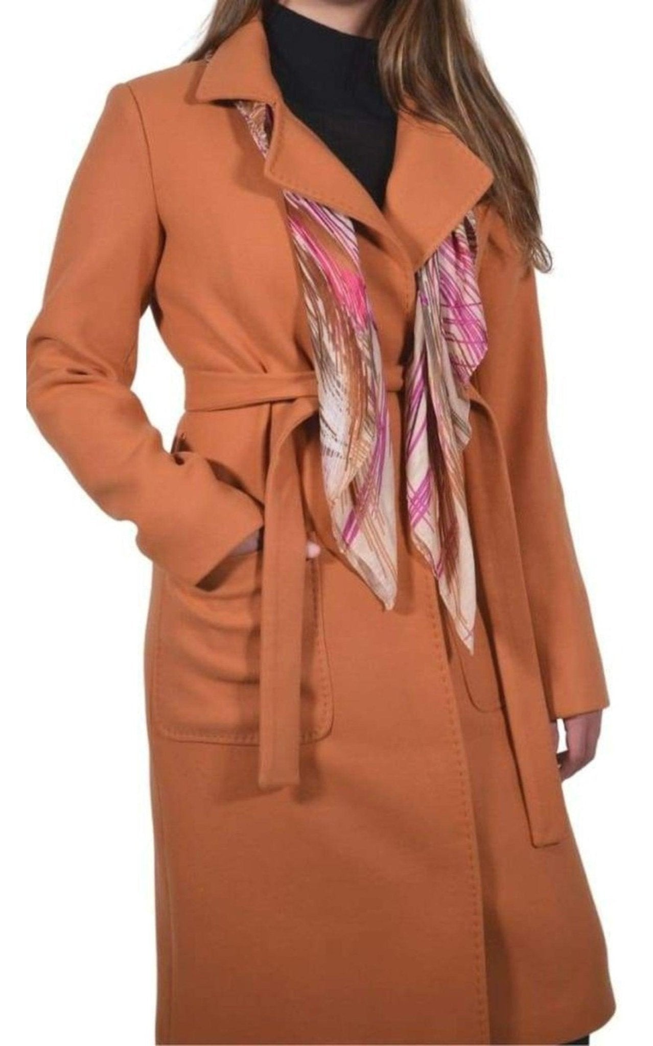 Cult Moda Belted Wool Blend Long Coat - Runway Catalog