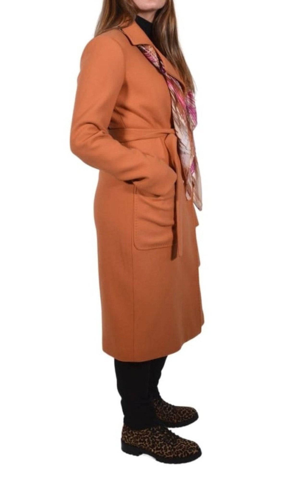 Cult Moda Belted Wool Blend Long Coat - Runway Catalog