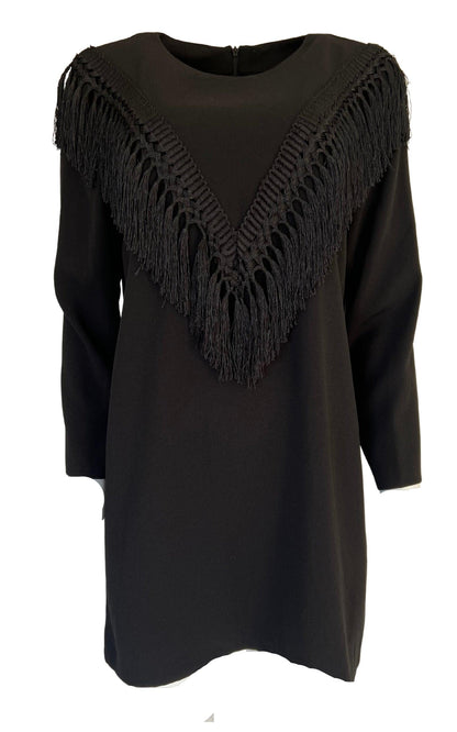 Black Bodycon Fringe Detail Dress Cult Moda