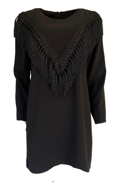 Cult Moda Black Bodycon Fringe Detail Dress - Runway Catalog