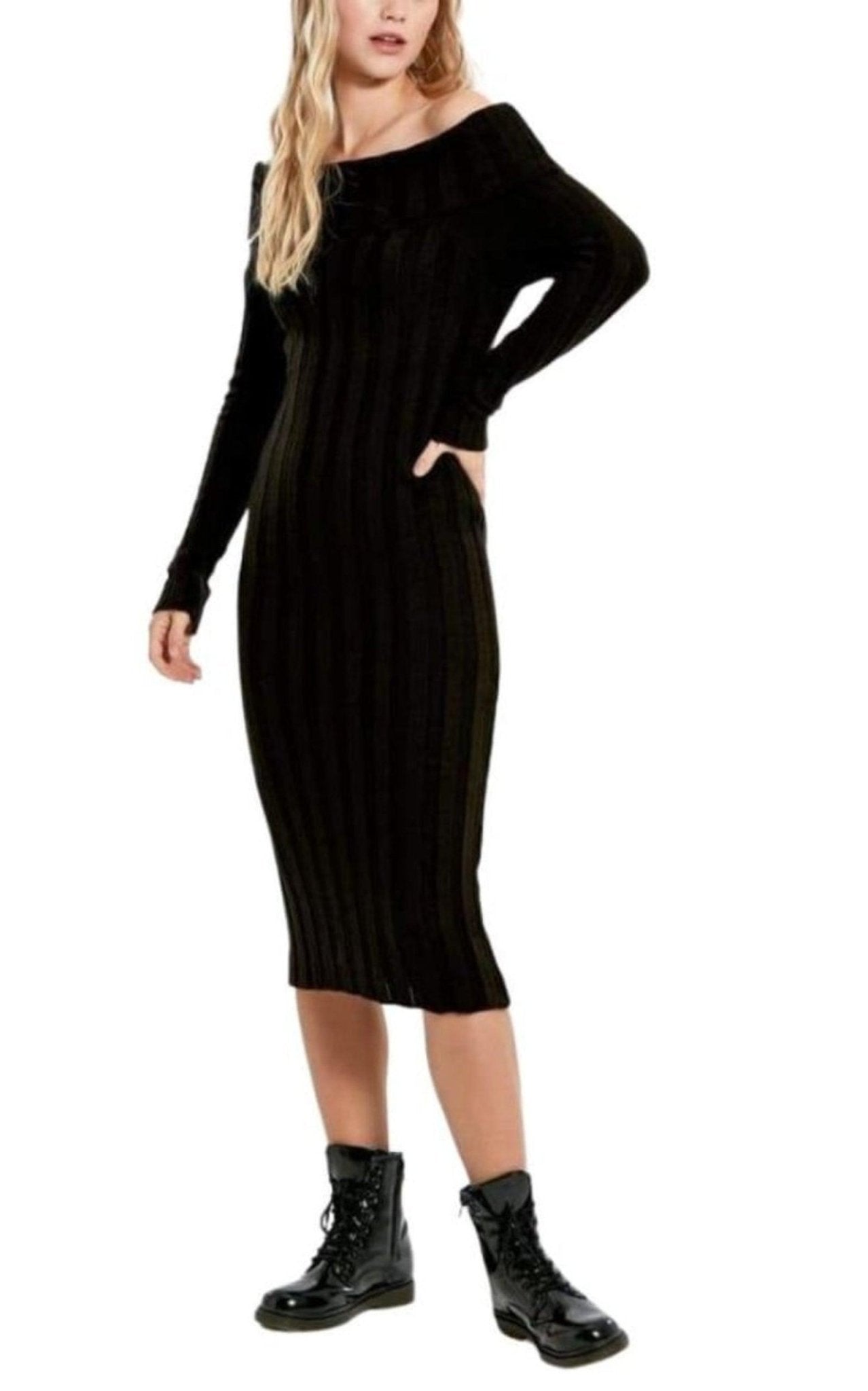 Cult Moda Black Bodycon off Shoulder Dress - Runway Catalog