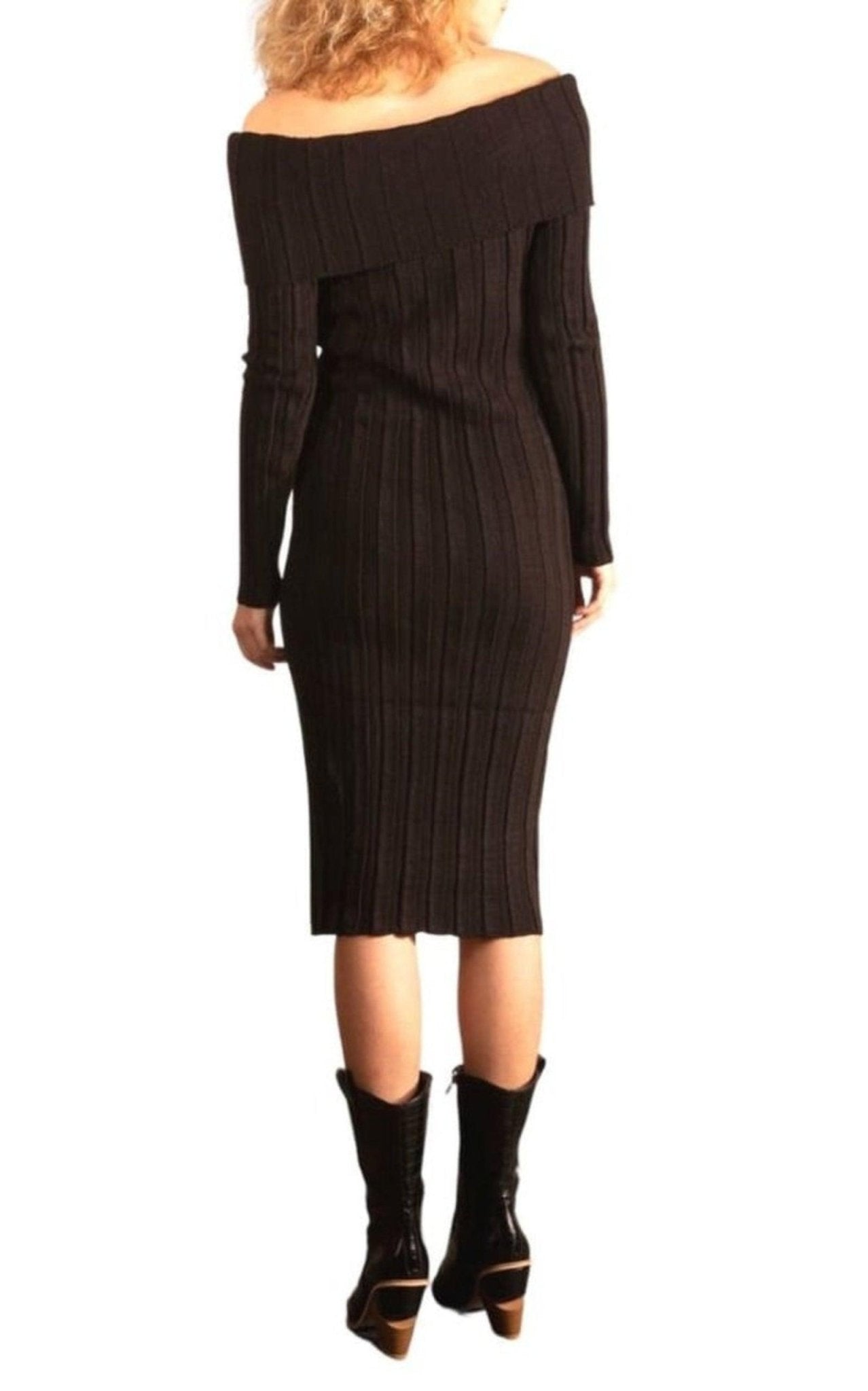 Cult Moda Black Bodycon off Shoulder Dress - Runway Catalog