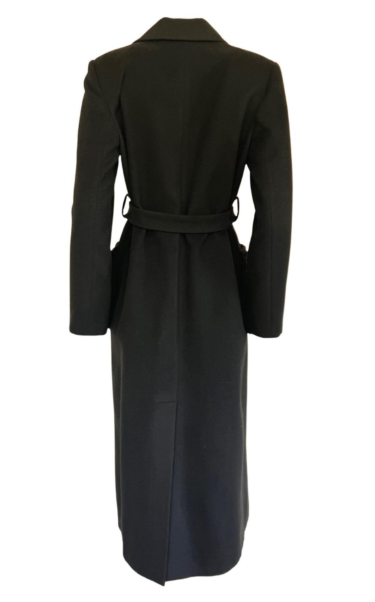 Cult Moda Black Classic Coat with Faux Fur Pockets - Runway Catalog