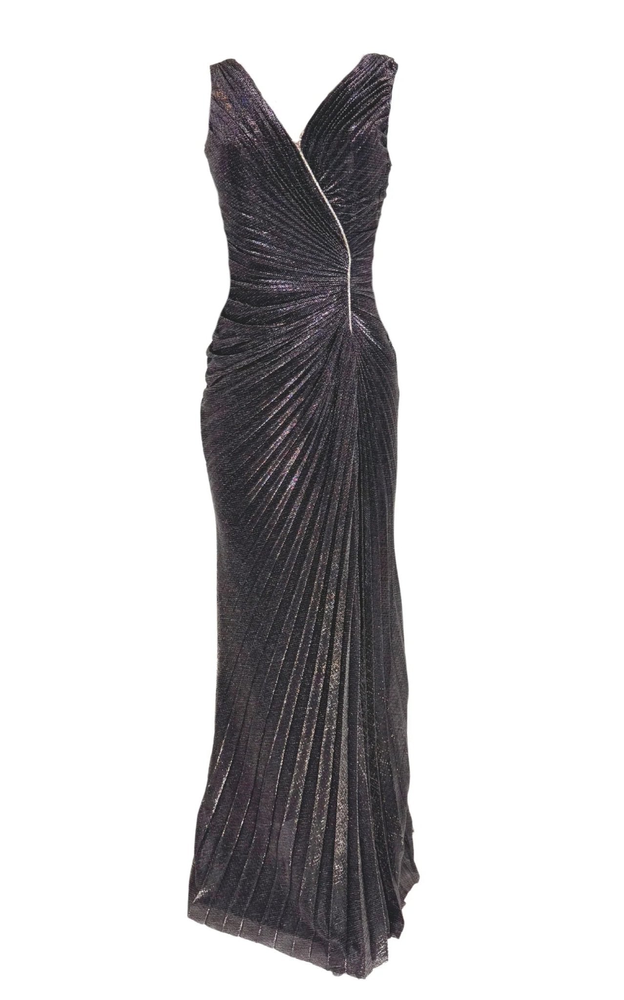 Cult Moda Black Shimmer Pleated Maxi Prom Dress - Runway Catalog