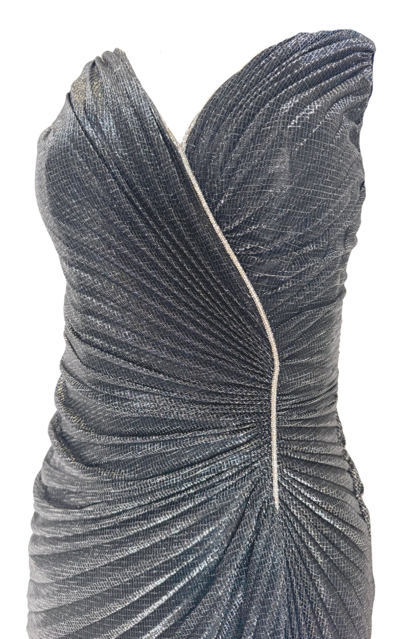 Cult Moda Black Shimmer Pleated Maxi Prom Dress - Runway Catalog