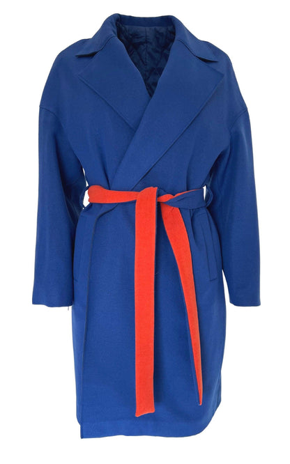 Blue Belted Wrap Trench Coat Cult Moda