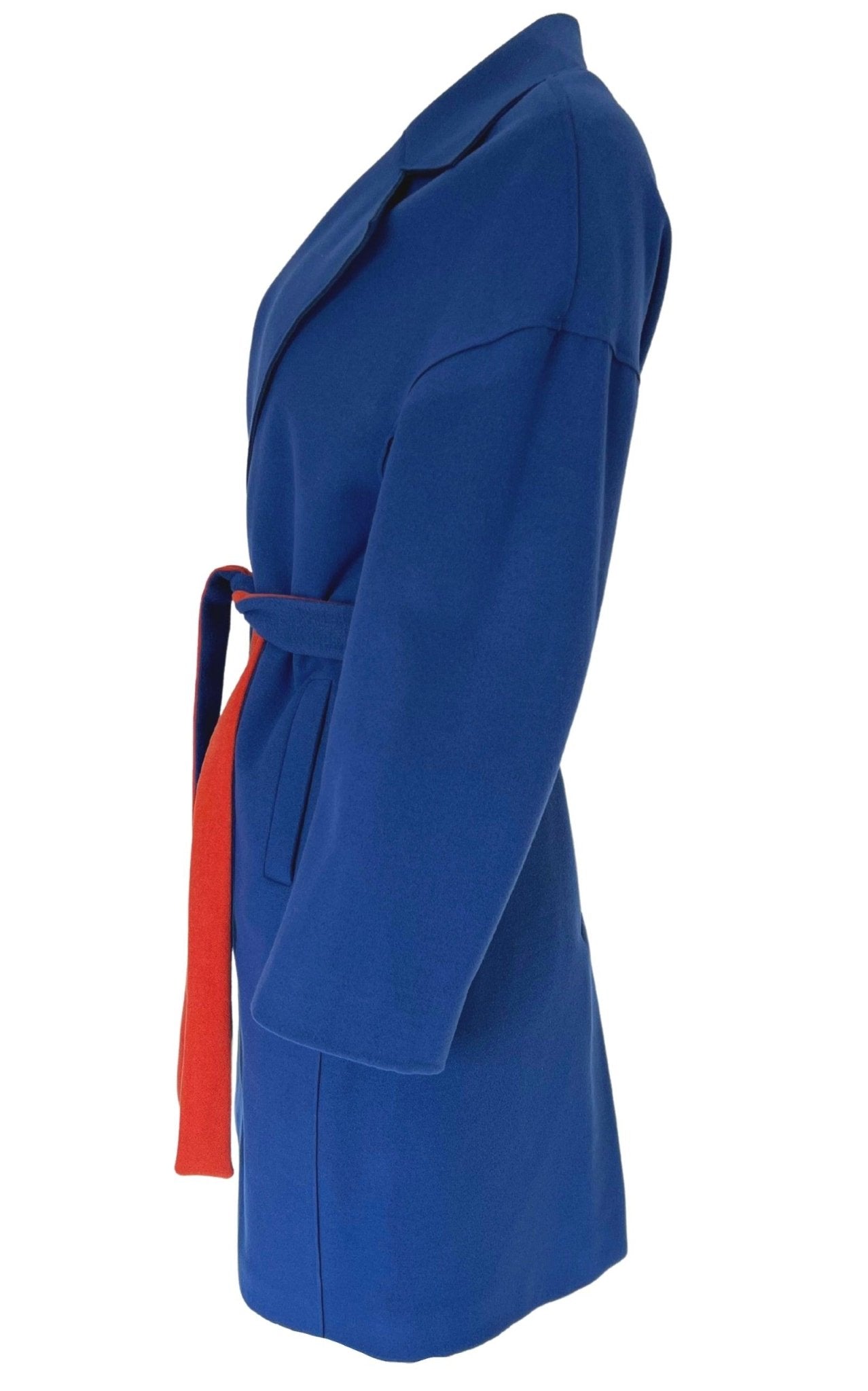 Cult Moda Blue Belted Wrap Trench Coat - Runway Catalog