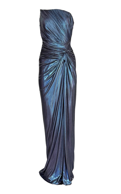 Cult Moda Blue Metallic Cocktail Prom Dress - Runway Catalog