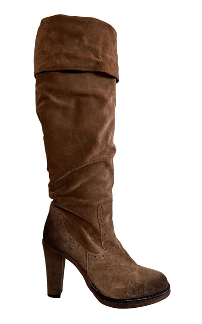 Cult Moda Brown Leather Knee High Boots - Runway Catalog
