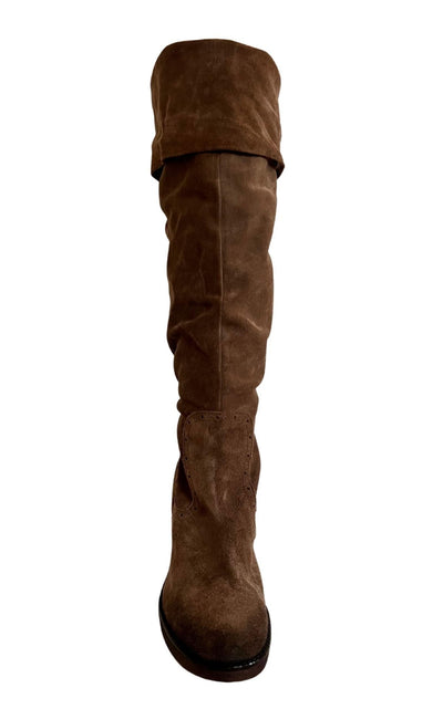 Cult Moda Brown Leather Knee High Boots - Runway Catalog