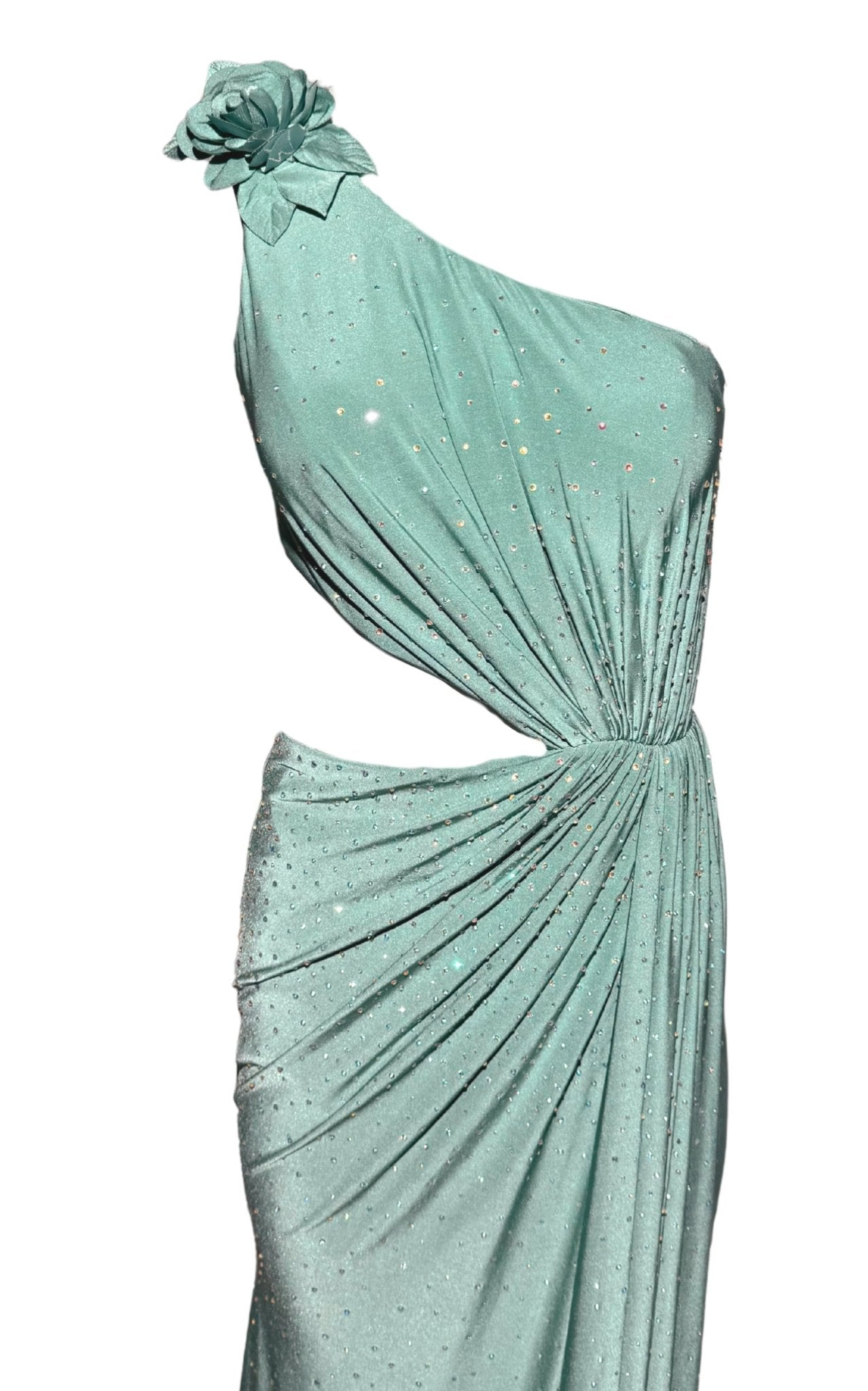 Cult Moda Crystal Embellished Cocktail Dress - Cutout Green - Runway Catalog