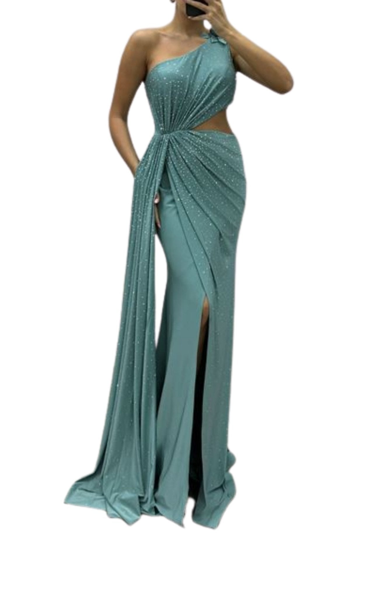 Cult Moda Crystal Embellished Cocktail Dress - Cutout Green - Runway Catalog