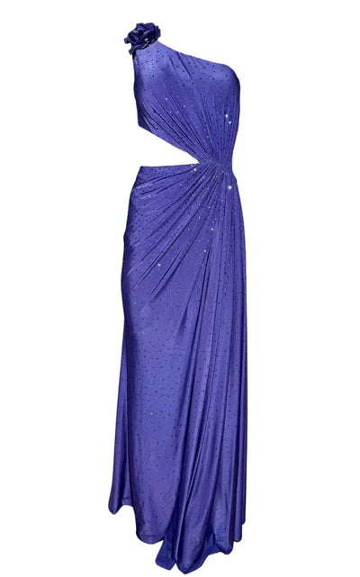 Cult Moda Crystal Embellished Cutout Blue Cocktail Dress - Runway Catalog