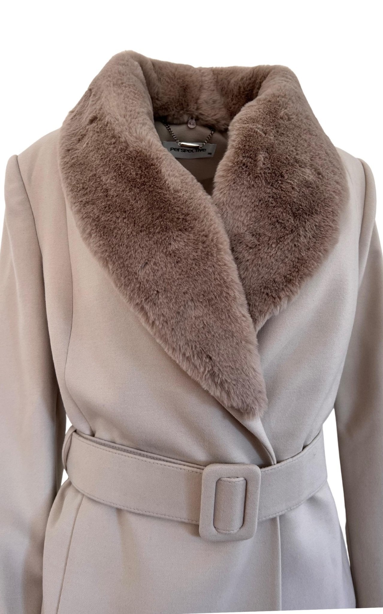 Cult Moda Faux Fur Collar Wrap Trench Coat - Runway Catalog