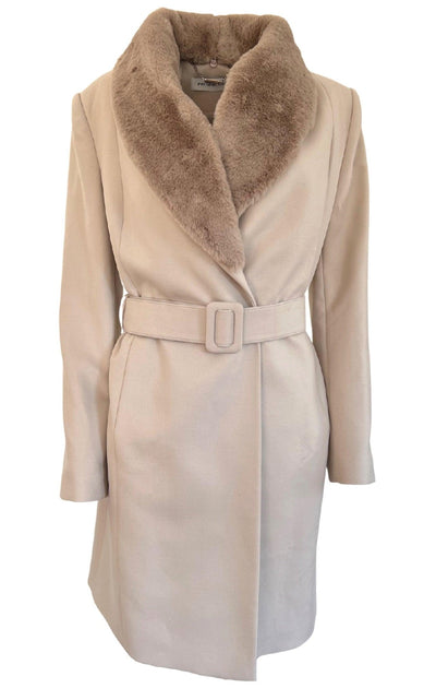 Cult Moda Faux Fur Collar Wrap Trench Coat - Runway Catalog