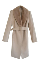 Faux Fur Collar Wrap Trench Coat Cult Moda