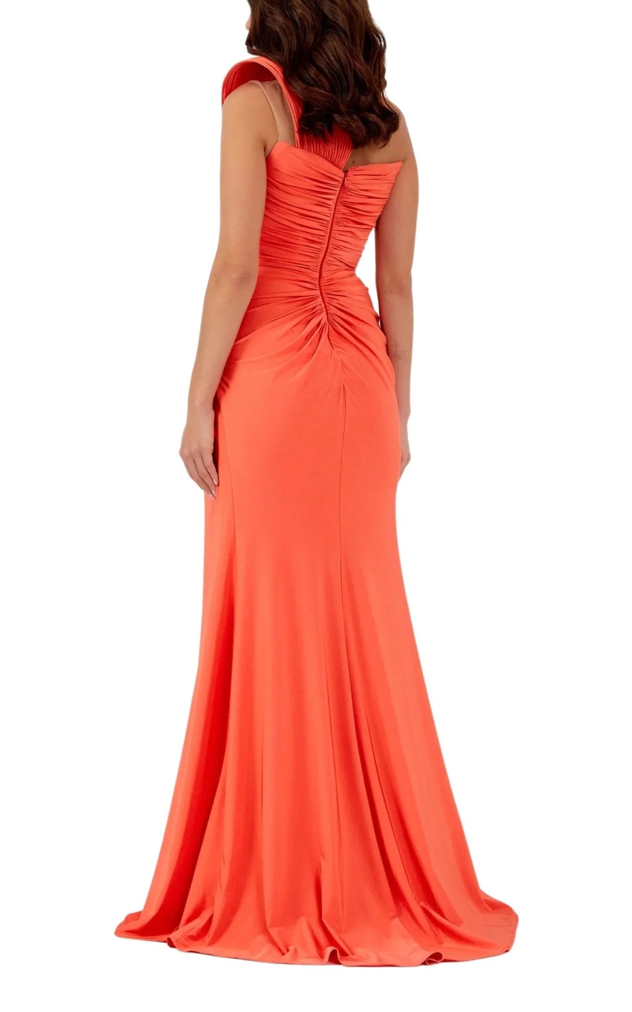 Cult Moda Gilded Waves One - Shoulder Orange Party Cocktail Dress - Runway Catalog