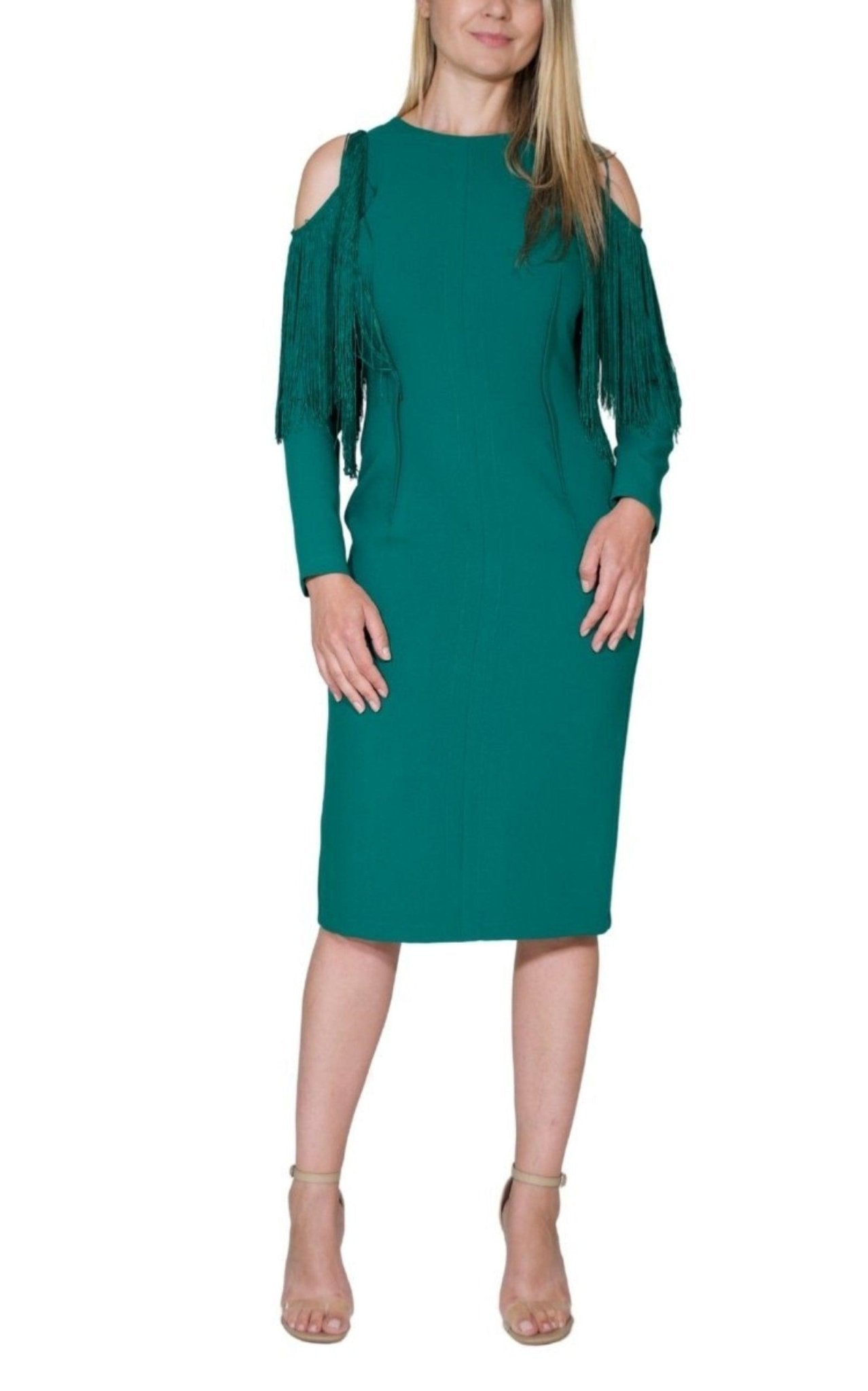 Cult Moda Green Cold Shoulder Fringe Dress - Runway Catalog
