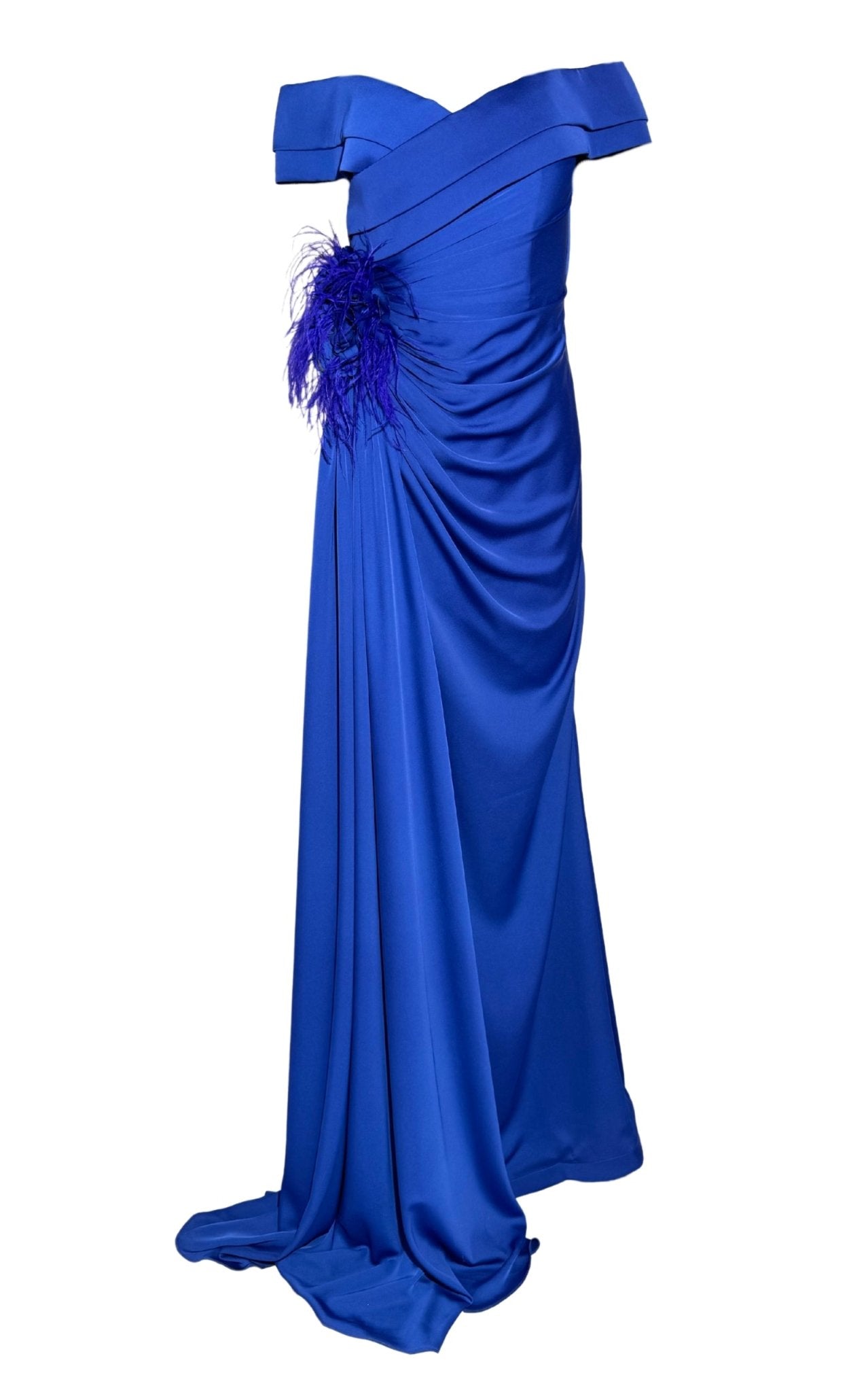 Cult Moda Off Shoulder Boat Neck Blue Cocktail Prom Dress - Runway Catalog