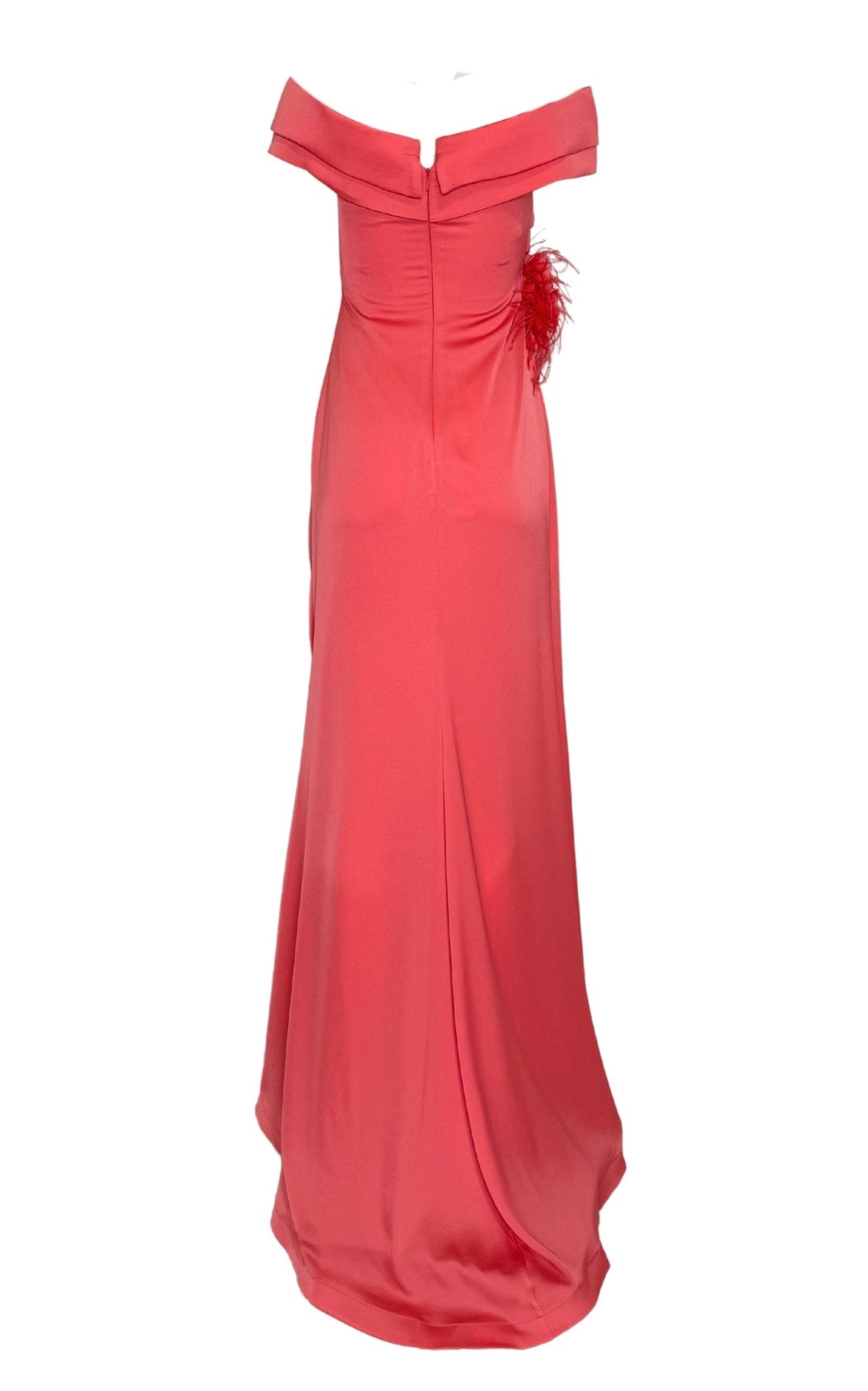 Cult Moda Off Shoulder Boat Neck Coral Prom Dress - Runway Catalog
