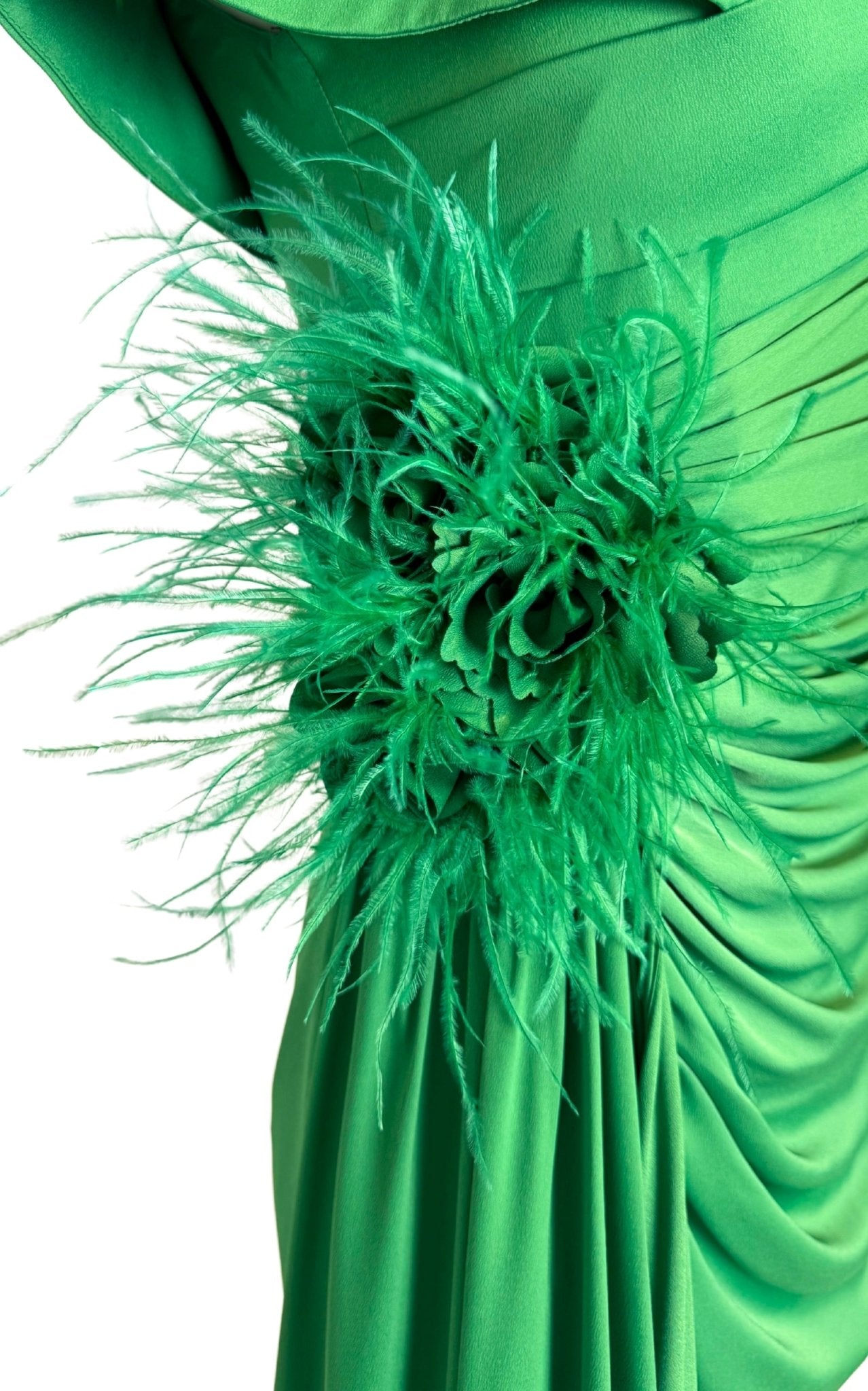 Cult Moda Off Shoulder Boat Neck Green Cocktail Prom Dress - Runway Catalog