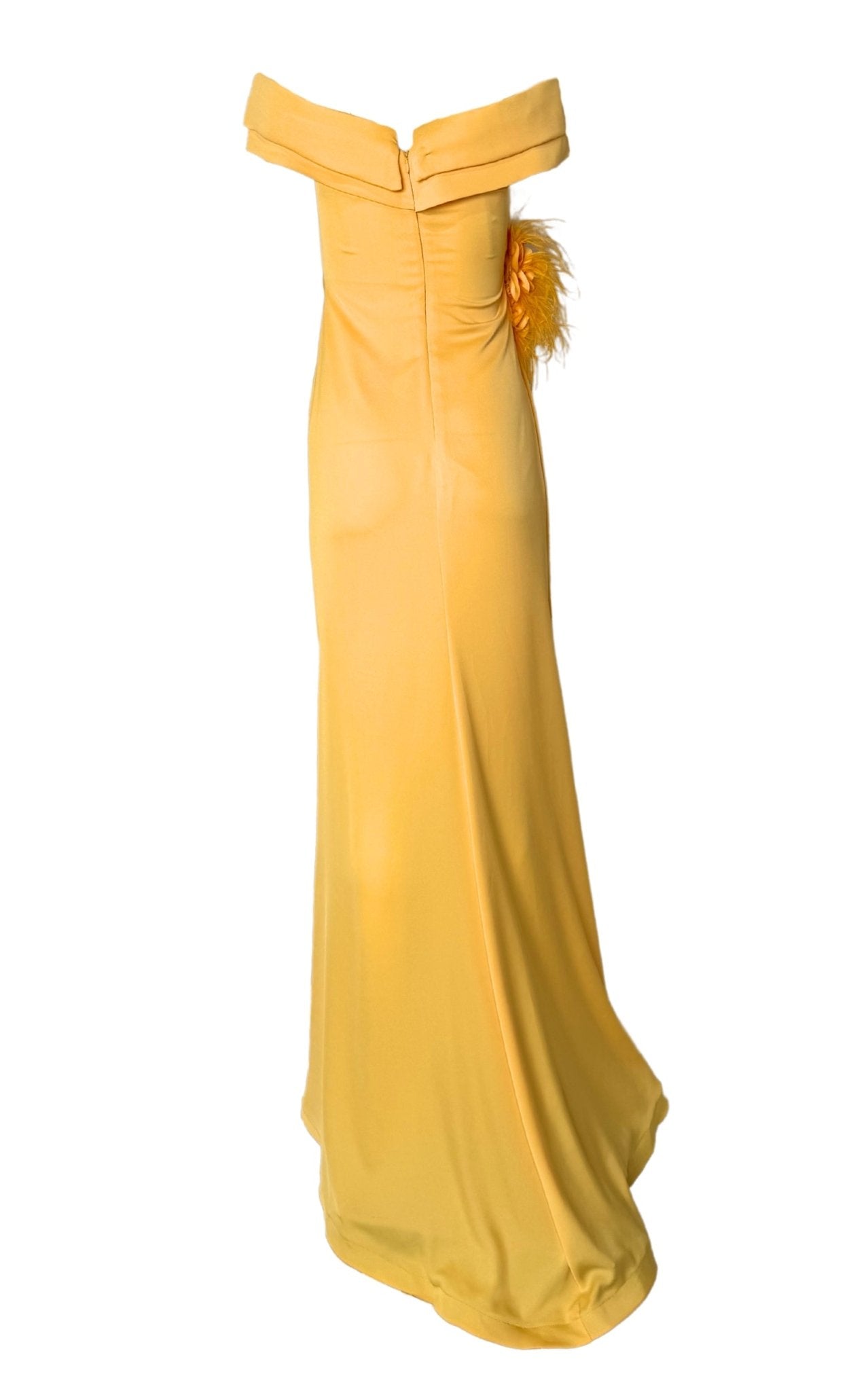Cult Moda Off Shoulder Boat Neck Yellow Cocktail Prom Dress - Runway Catalog