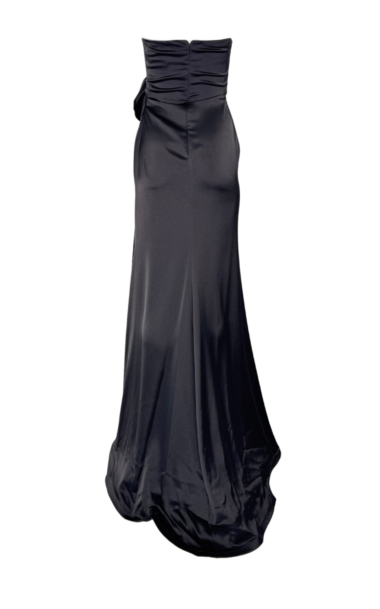 Cult Moda One Shoulder Black Satin Draped Corset Dress - Runway Catalog