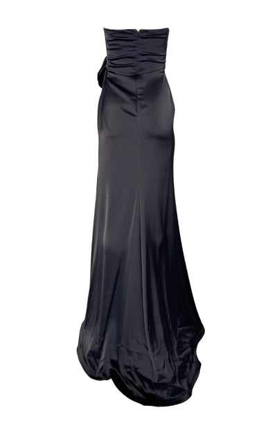 Cult Moda One Shoulder Black Satin Draped Corset Dress - Runway Catalog